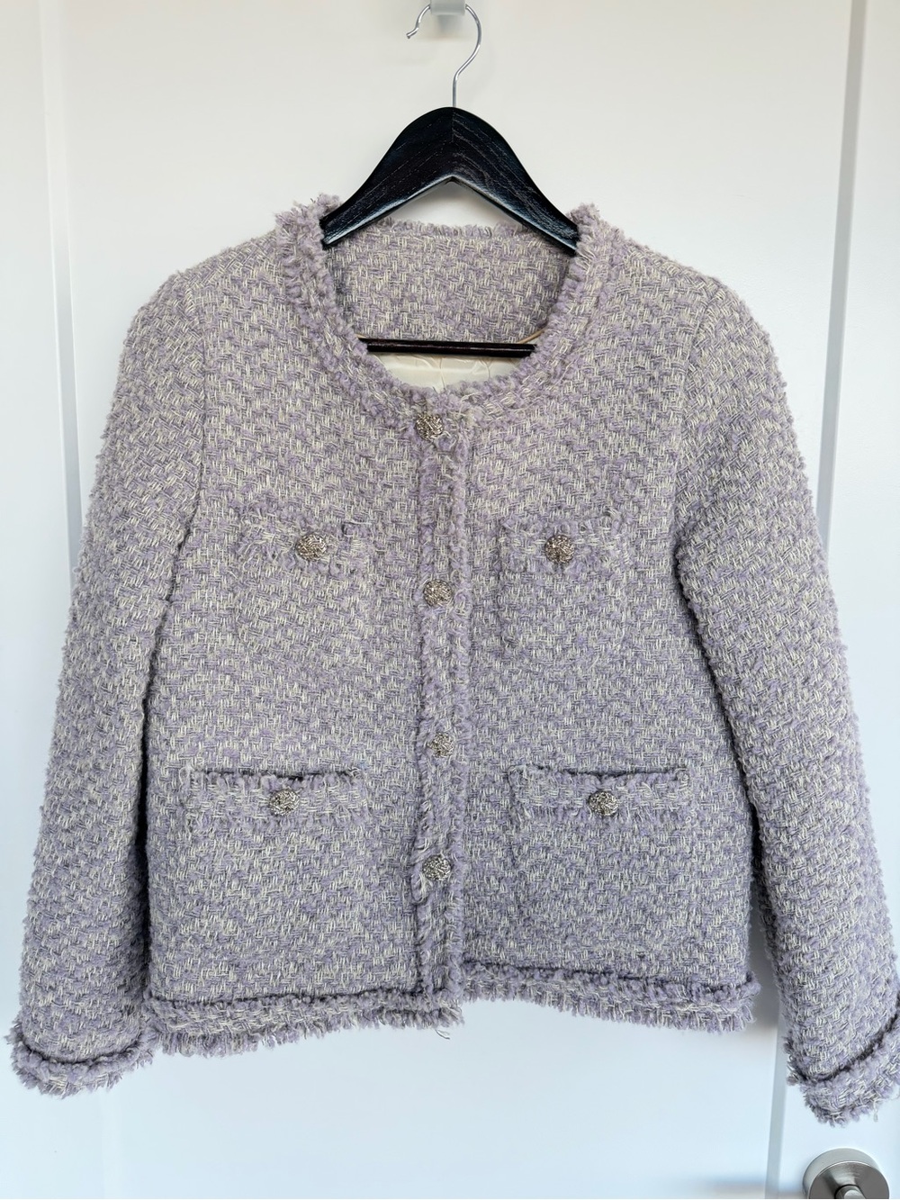 Chic Lavender Bouclé Boxy Jacket